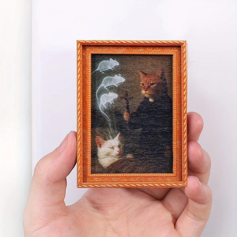 Mini Cat Photo Frame Magnet - Refrigerator Decor for Cat Lovers & Home