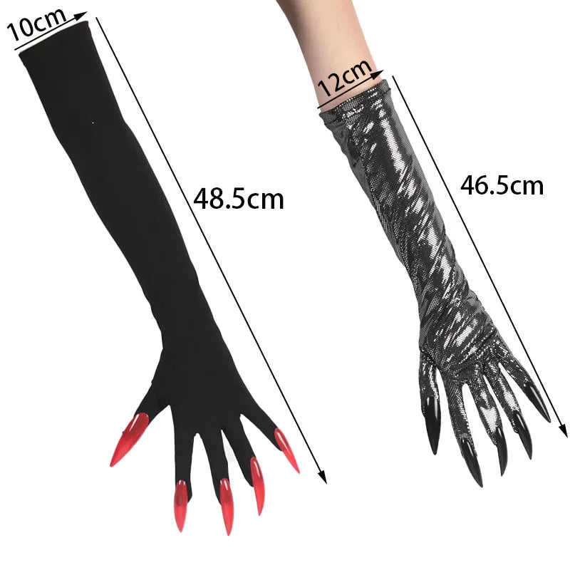 Long Ghost Claw Gloves Halloween Cosplay Demon Witch Accessories - Multiple Colors