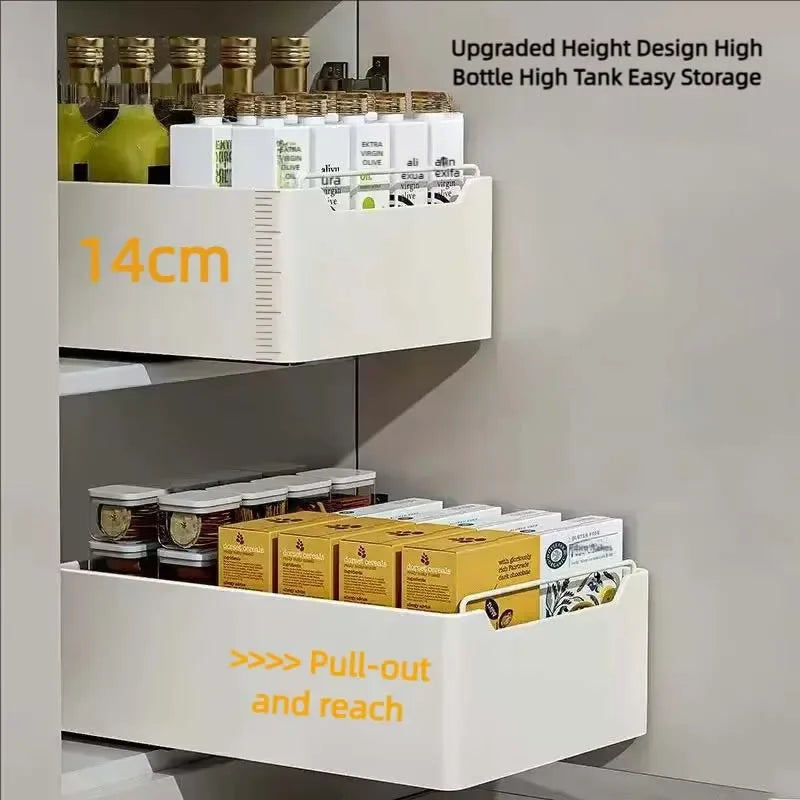 Kitchen Storage Rack with Pull-Out Drawer and Slide Rails – Cabinet Organizer for Spices and Kitchen Items