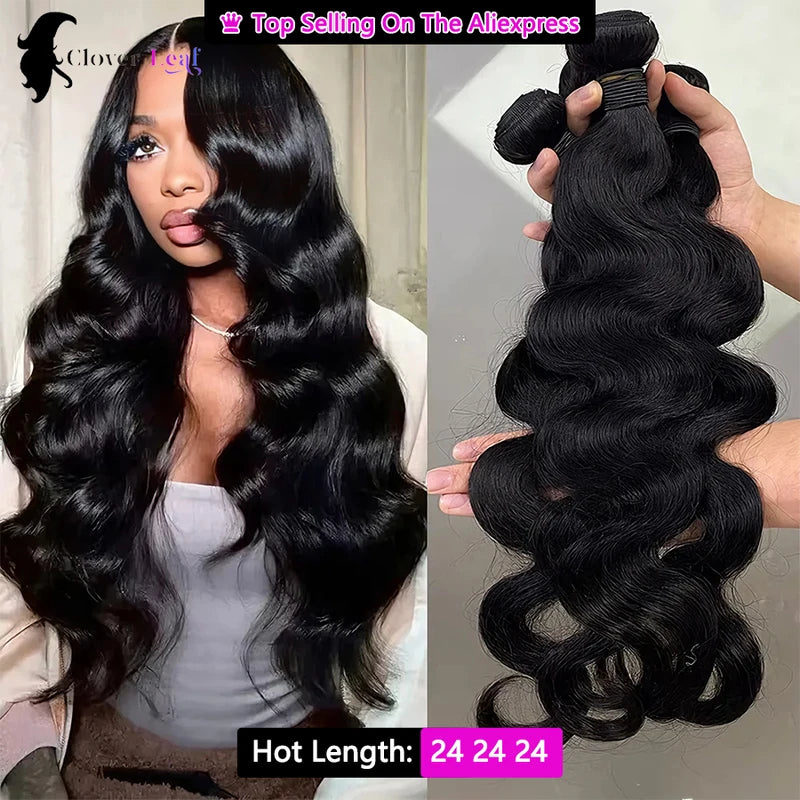 24 Inch Body Wave Human Hair Bundles - Brazilian Remy Virgin Hair Extensions - No Tangle or Shedding