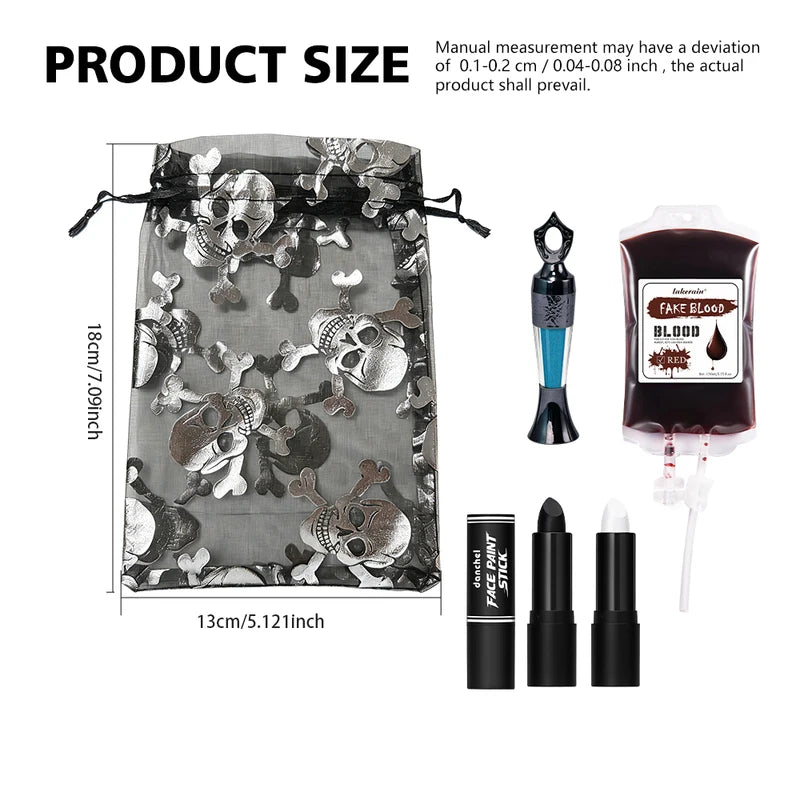 Halloween Makeup Set 5pcs Face Cosmetic Kit with Fake Blood & Eyeliner