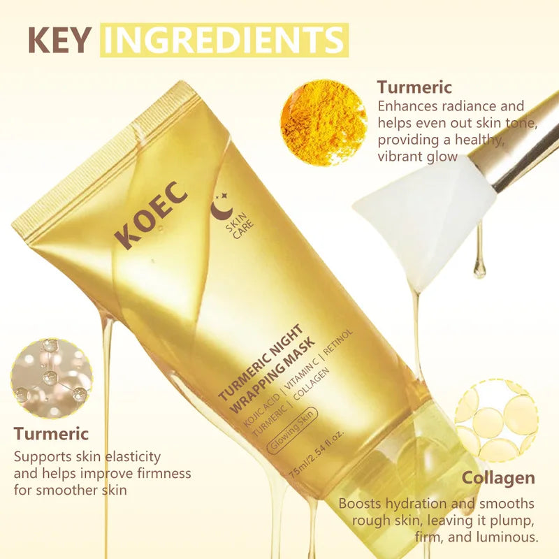 Korean Collagen Peel-Off Facial Mask with Turmeric & Vitamin C - Moisturizing Night Mask