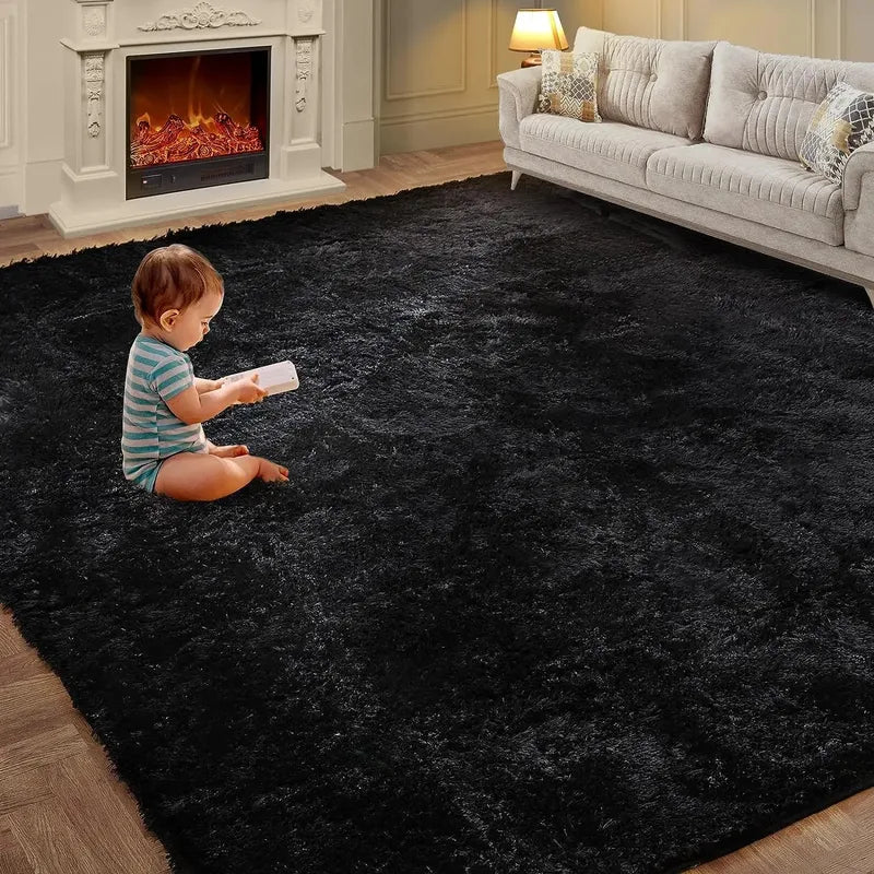 Tie-Dye Plush Area Rug for Living Room and Bedroom Non-Slip Shag Carpet
