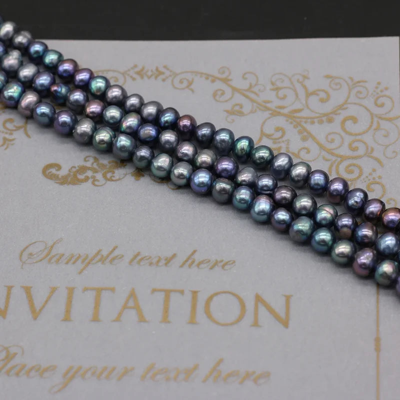 Natural Freshwater Black Pearl Loose Beads for Jewelry Making - 5-6mm