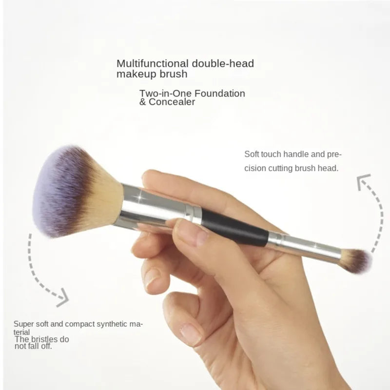 Dual-ended Foundation Brush for Liquid, Cream & Powder Makeup - Short Hair