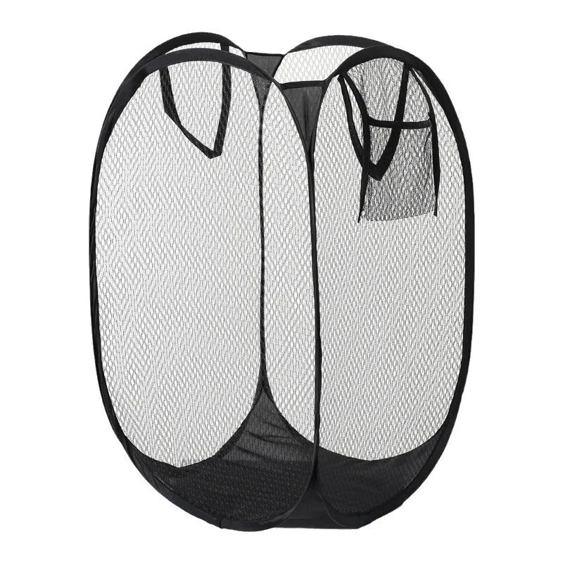 Folding Laundry Basket with Mesh Ventilation - Portable Clothing Storage Bin