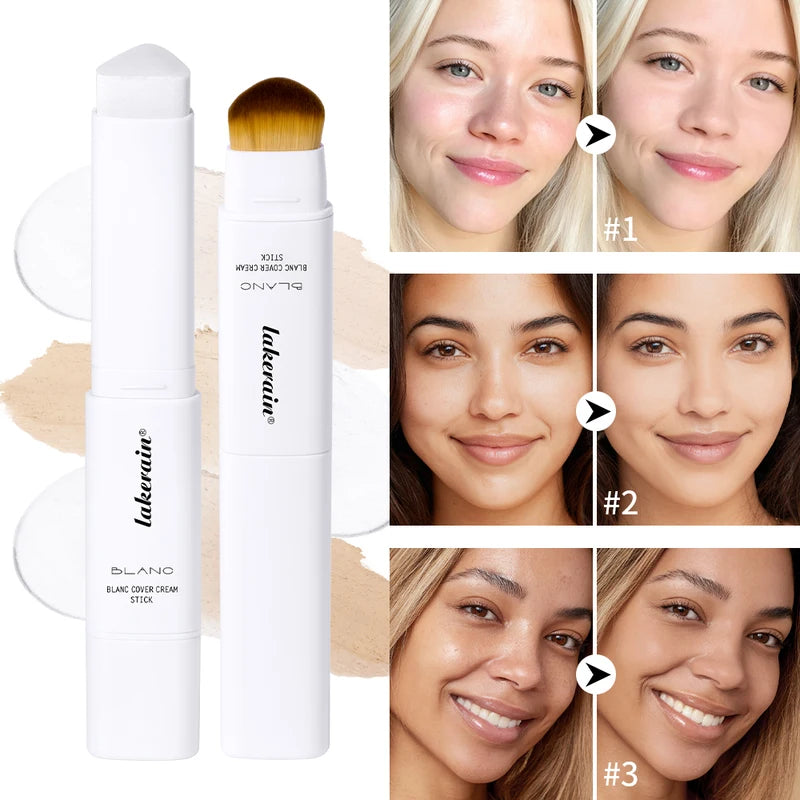 Color Changing Foundation Stick with Brush - High Coverage Waterproof Base Makeup