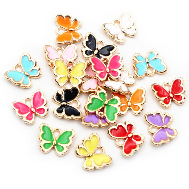 20pcs Butterfly Charms Pendant Enamel Alloy Jewelry Making Accessories