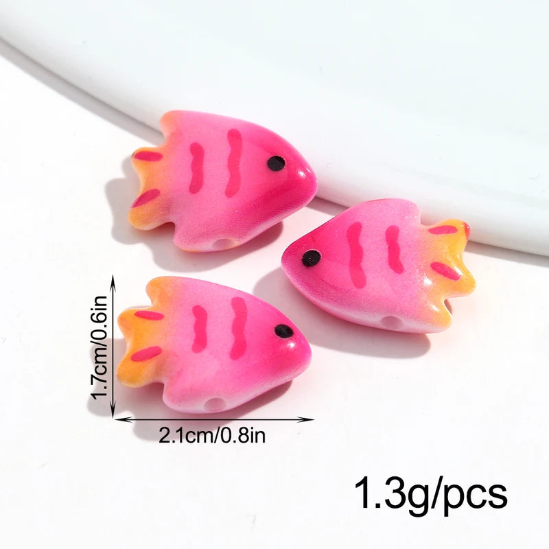 10pcs Colorful Acrylic Ocean Fish Spacer Beads for Jewelry Making & Crafts
