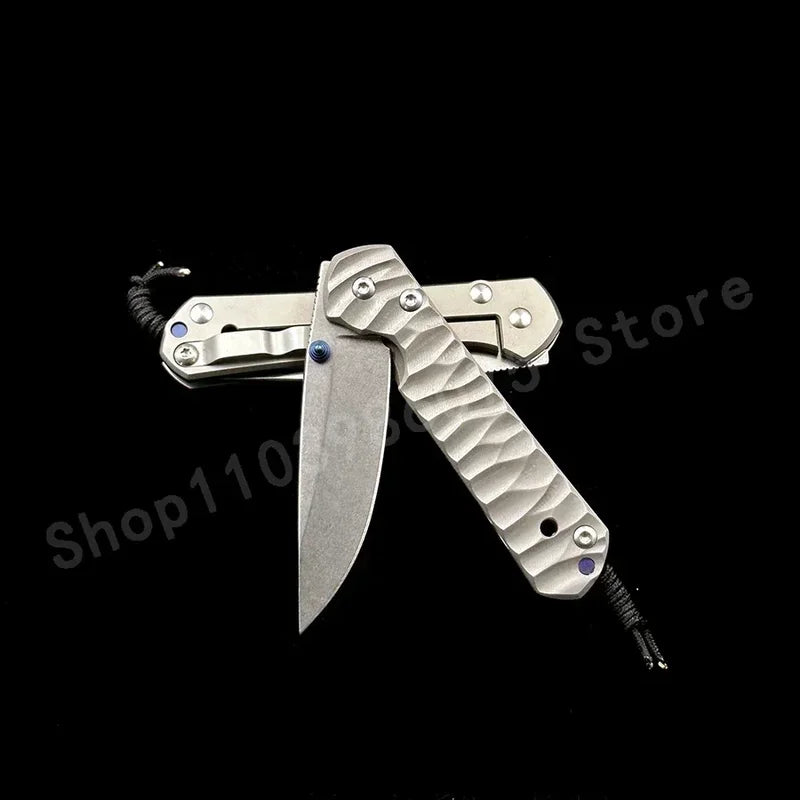 Folding Survival Knife with Titanium Alloy Handle and D2 Steel Blade