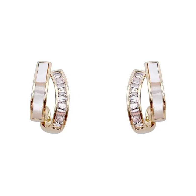 Elegant Zircon Arc Metal Stud Earrings for Women Party & Casual Wear