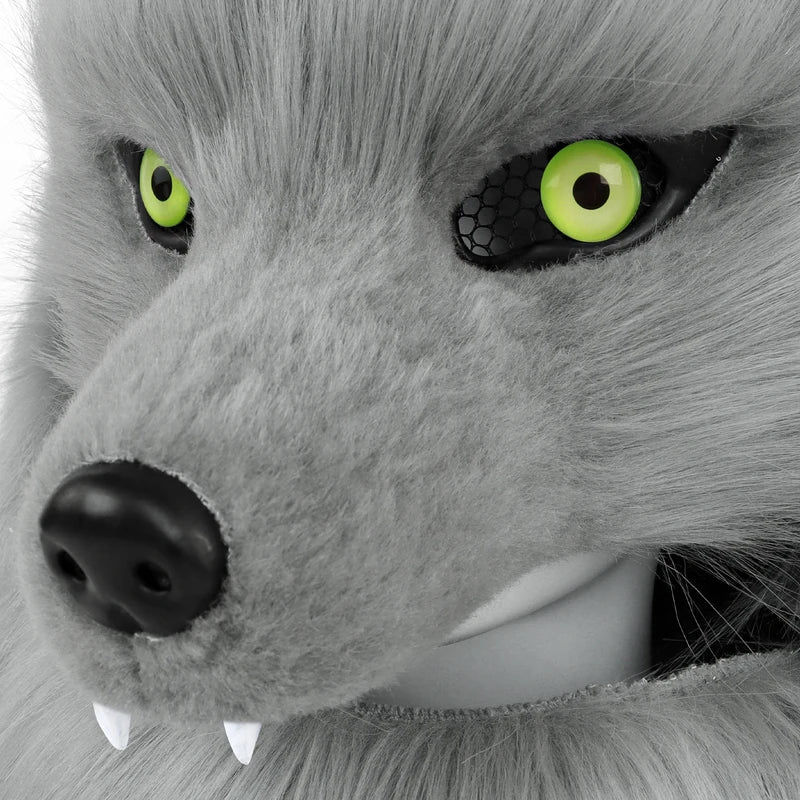 Furry Animal Wolf Dog Plush Mask for Halloween Cosplay Costume Props