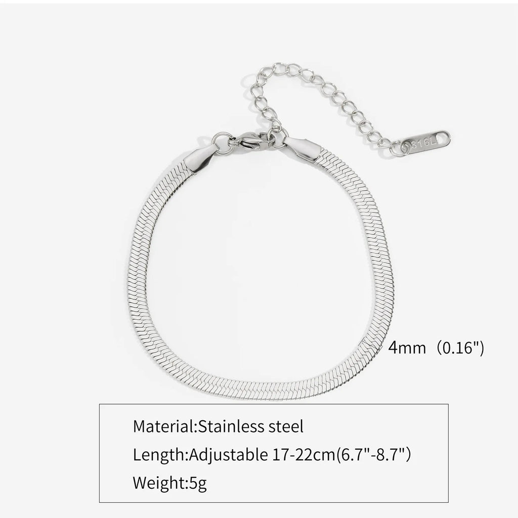 Unisex Snake Chain Bracelet in Stainless Steel with Gold & Color Options