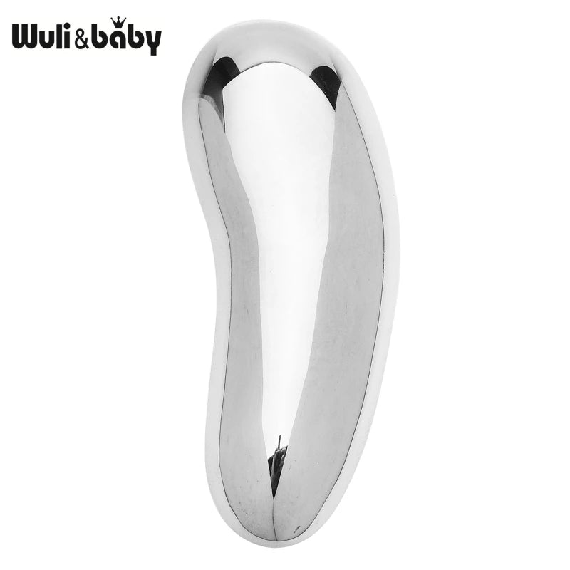 Minimalist Geometric Bean Brooch Pins - Stainless Steel Jewelry for Women & Men