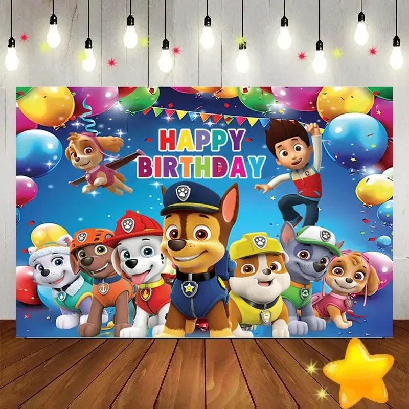 Paw Patrol Children's Birthday Party Backdrop Decorations Baby Shower Photo Background