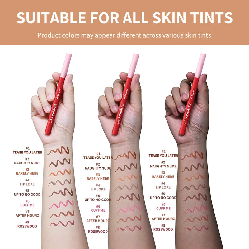 Waterproof Lip Liner Pencil - Long Lasting, No Transfer, 8 Colors, Flexible Felt Tip