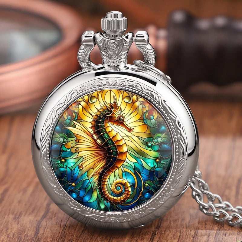 Vintage Animal Design Quartz Pocket Watch Necklace - Unisex Gift