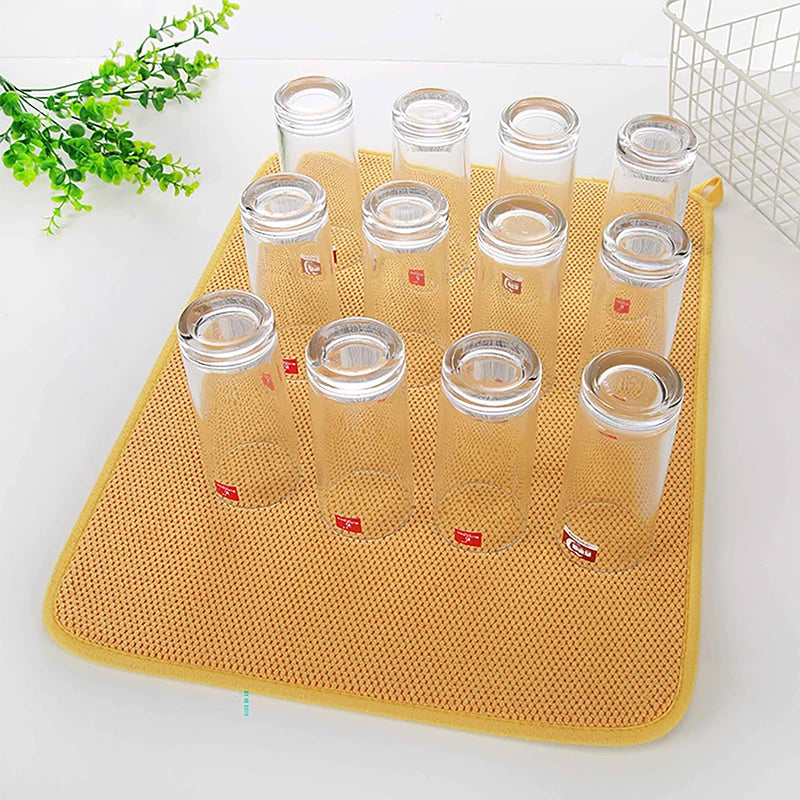 Microfiber Dish Drying Mat for Kitchen Cabinet Non Slip Heat Resistant Draining Pad