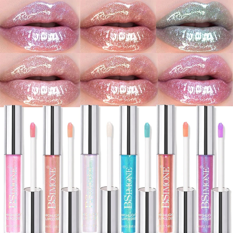 High-Shine Glitter Lip Gloss with Pearlescent Micro-Shimmers and Hydrating Formula