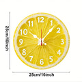 Lemon-Themed Wooden Wall Clock - Silent Hanging Round Decor for Living Room Office Bedroom