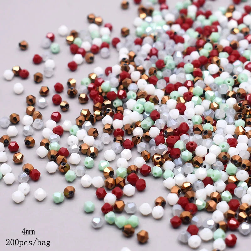 4mm Mixed-Color Crystal Beads 200pcs Bicone Glass Spacer Jewelry Making