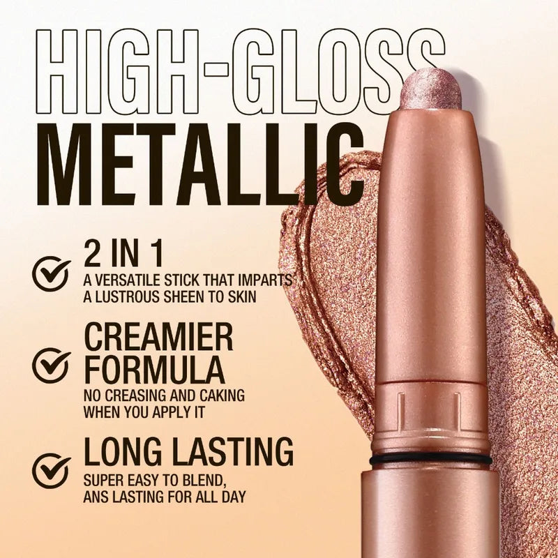 12-Color Waterproof Glitter Matte Eyeshadow Stick Set - Long-Lasting Eye Makeup Pencil