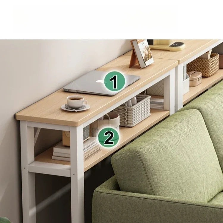 Multifunctional Sofa Back Shelf Coffee Table Storage Rack with Wood Surface