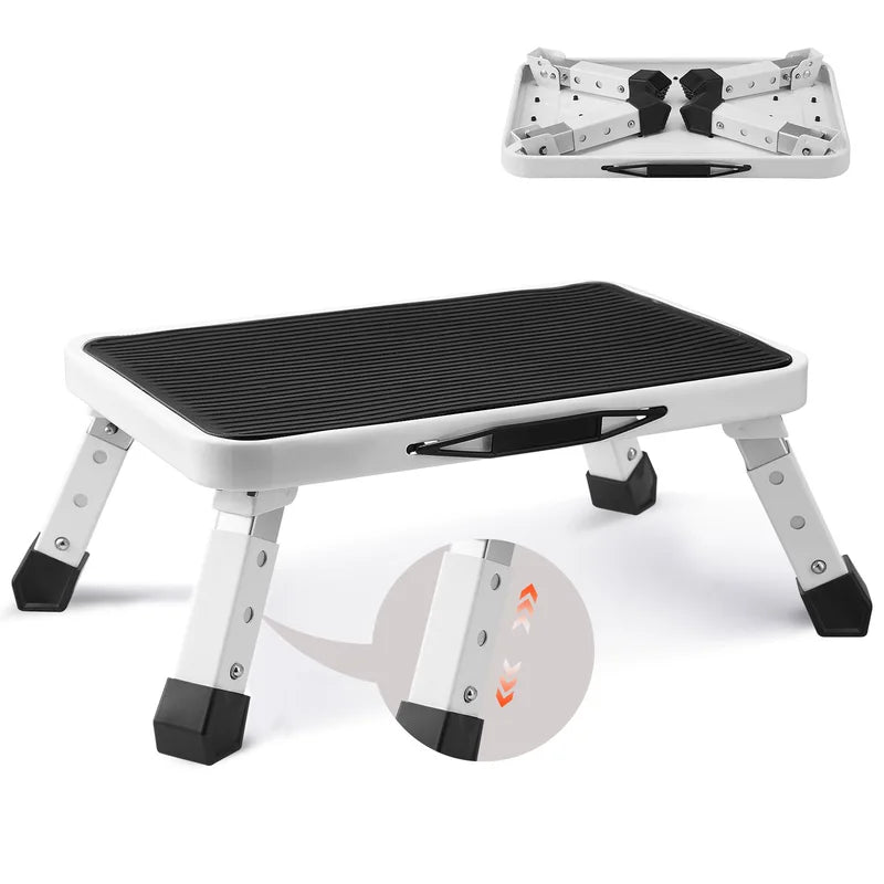 Heavy Duty Adjustable Step Stool - 330 lbs Capacity Non Slip Folding Ladder for Home and Office