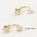 Waterdrop Zircon C-Shaped Earrings for Women Stainless Steel Jewelry