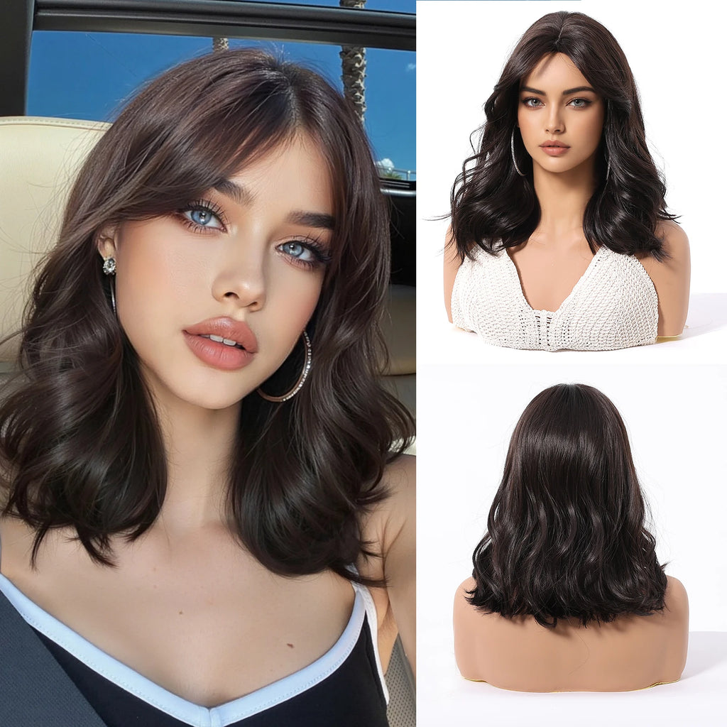 Short Wavy Synthetic Wig for Women - Heat Resistant Cosplay & Daily Wear