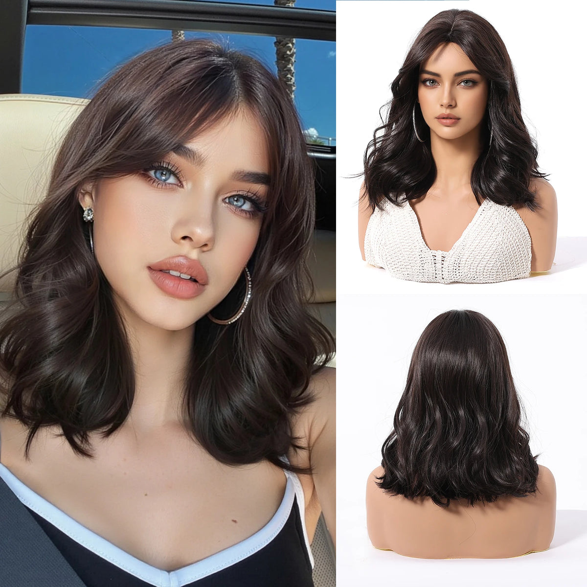 Short Wavy Synthetic Wig for Women - Heat Resistant Cosplay & Daily Wear