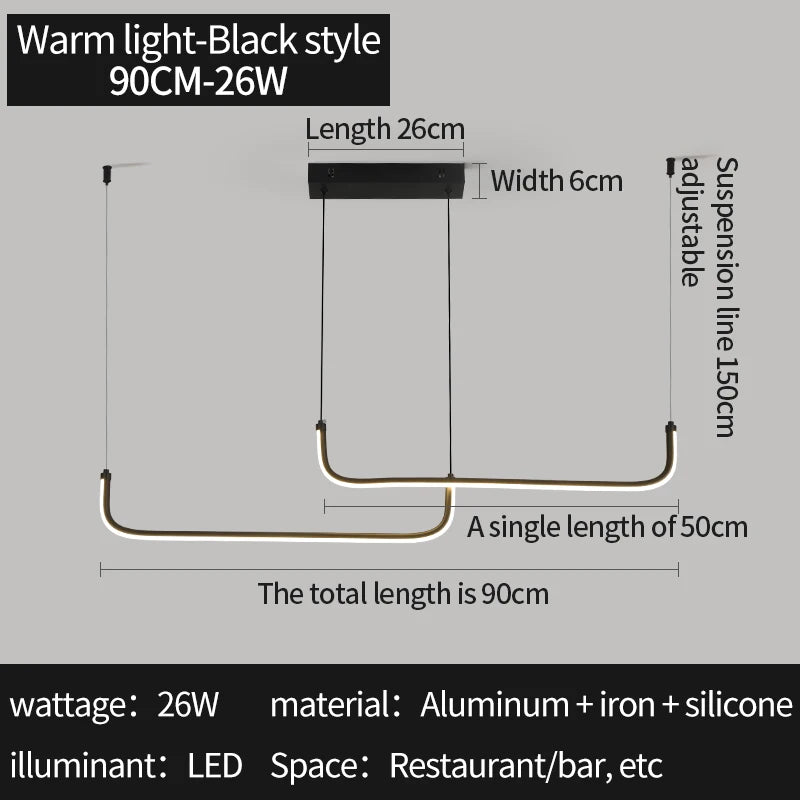 Modern LED Pendant Light Fixture for Dining Room Adjustable Height Energy Efficient