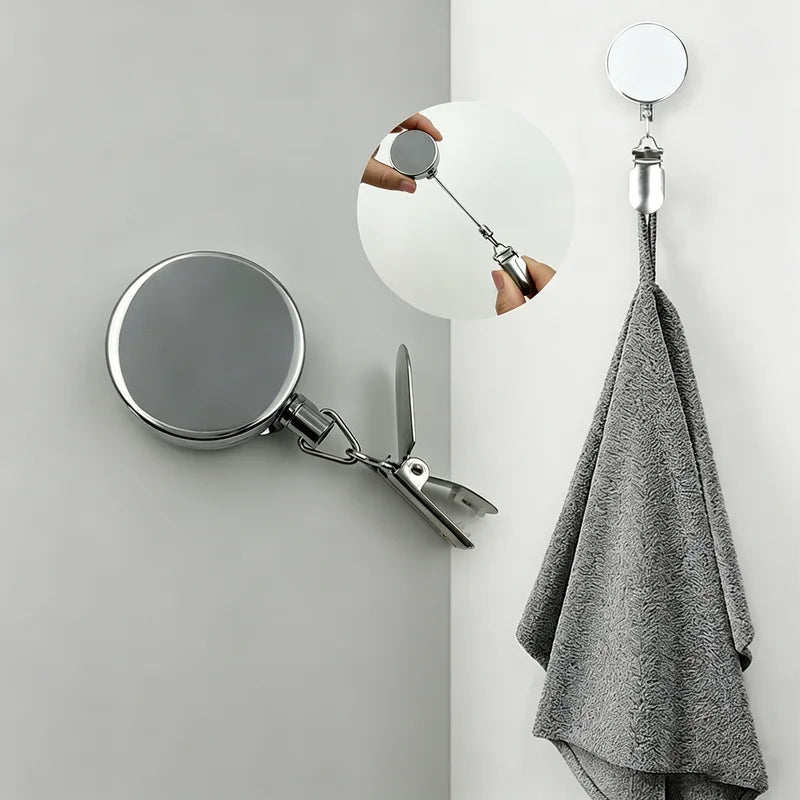 Automatic Retractable Towel Rack Wall Mount No Punch Self-Adhesive Bathroom Towel Holder