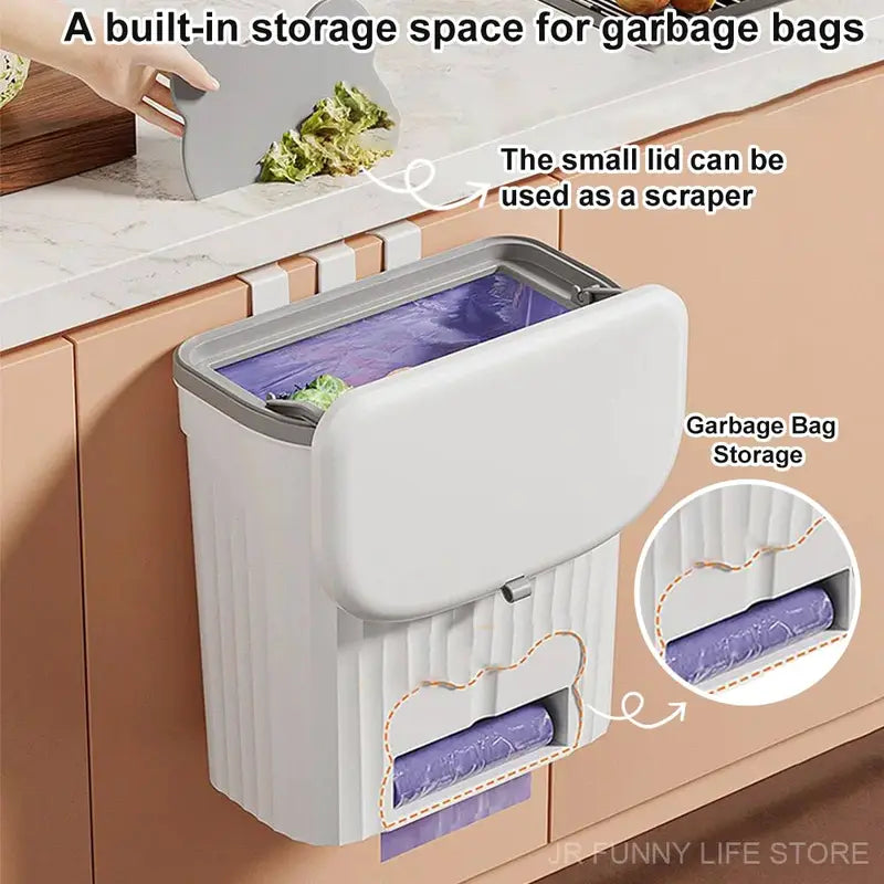 Wall-Mounted Kitchen Trash Can with Lid 8.5/12L for Under Sink & Cabinet