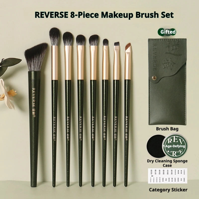 8Pcs Makeup Brush Set - Contouring Blending Eye Brushes for Face & Eyes