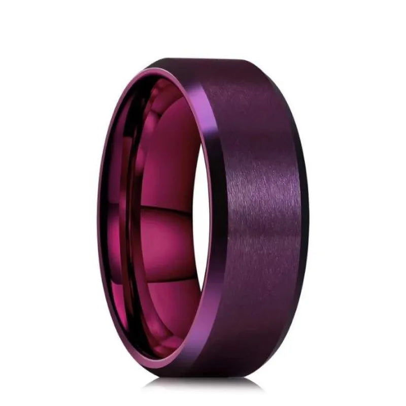 Men's Tungsten Wedding Band - Classic 8mm Stainless Steel Ring for Couples
