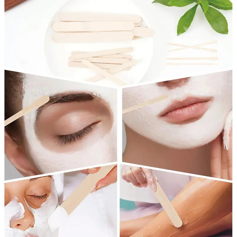 Disposable Wooden Waxing Tongue Depressor Sticks for Hair Removal - 50 or 100 Pieces