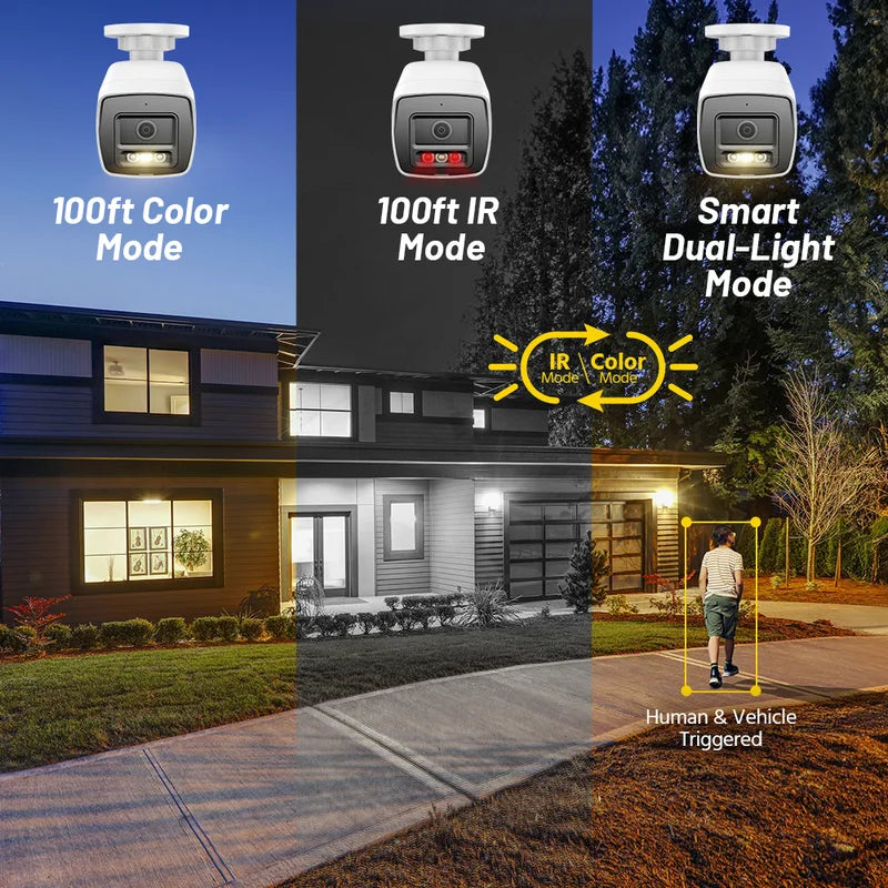 4K PoE Security Camera System 8-Channel NVR with 8MP and 12MP IP Cameras