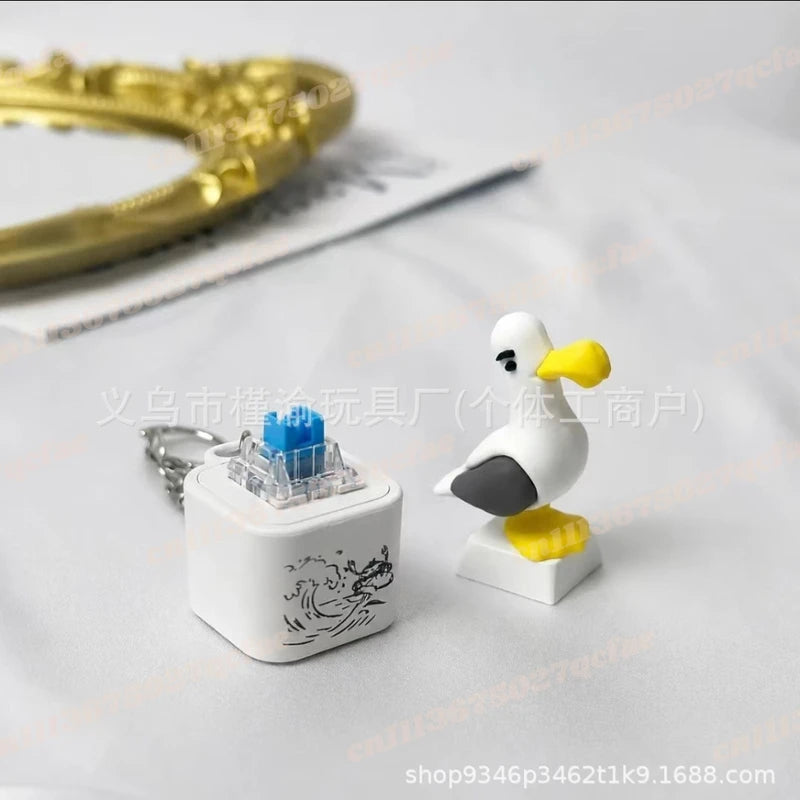USB Clicky Keyboard Fidget Keychain with LED Sound and Light - Compact Desk Accessory