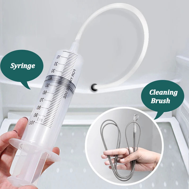 Refrigerator Drain Hole Clog Remover Kit - Pipe Cleaner & Water Outlet Brush