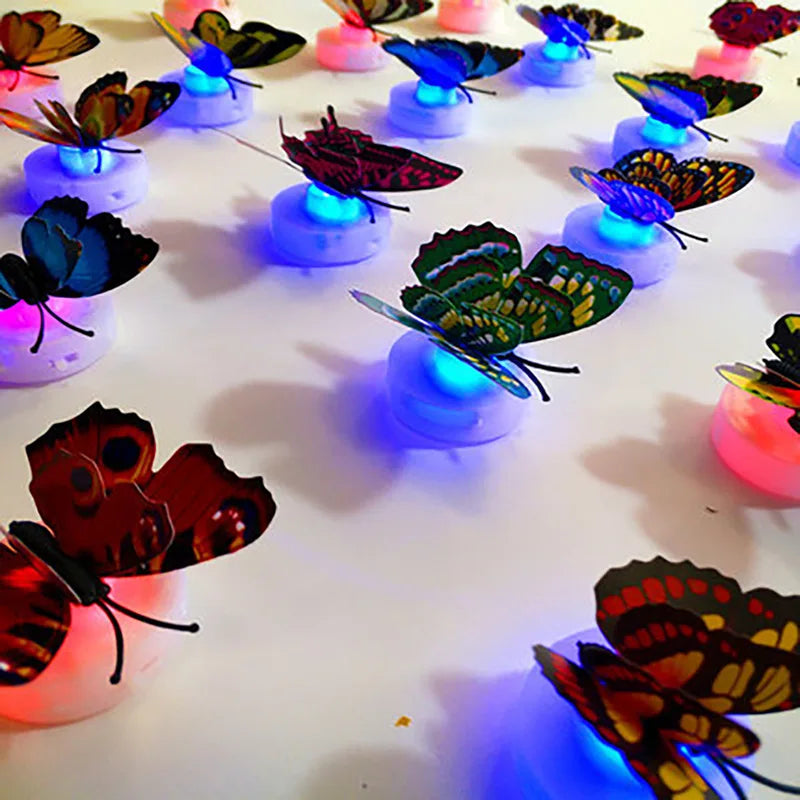 3D Butterfly LED Night Light Decor for Garden Lawn Party - 10pcs