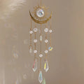 Gold Flame Moon Crystal Pendant Sunlight Catcher Outdoor Garden Decor
