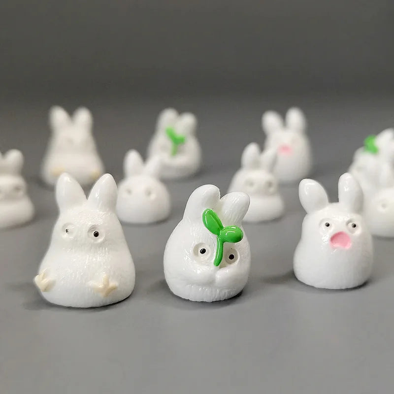Miniature Luminous Resin Elk & Leaf Fairy Garden Decor Set - DIY Craft Accessories