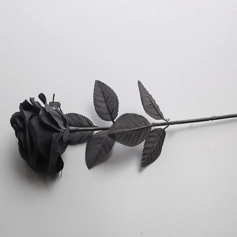 Black Silk Artificial Rose Flowers 5/10/20pcs Halloween Wedding Home Decor