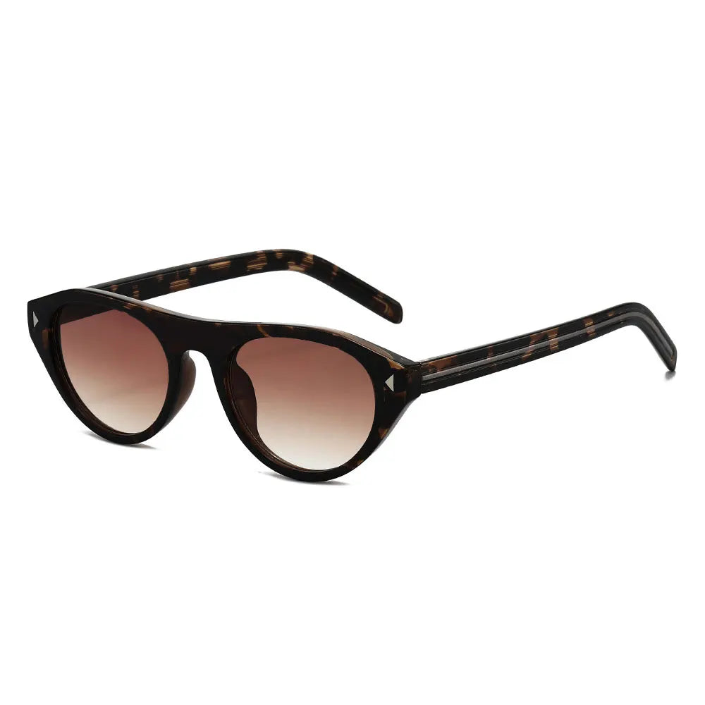 Small Cat Eye Sunglasses for Women Vintage Triangle Rivet Sun Glasses Ladies Elegant Leopard Shades
