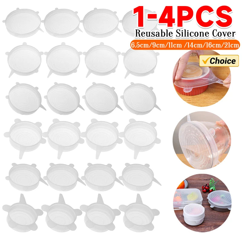 Reusable Silicone Food Covers Set - Heat-Resistant Kitchen Bowl Lids