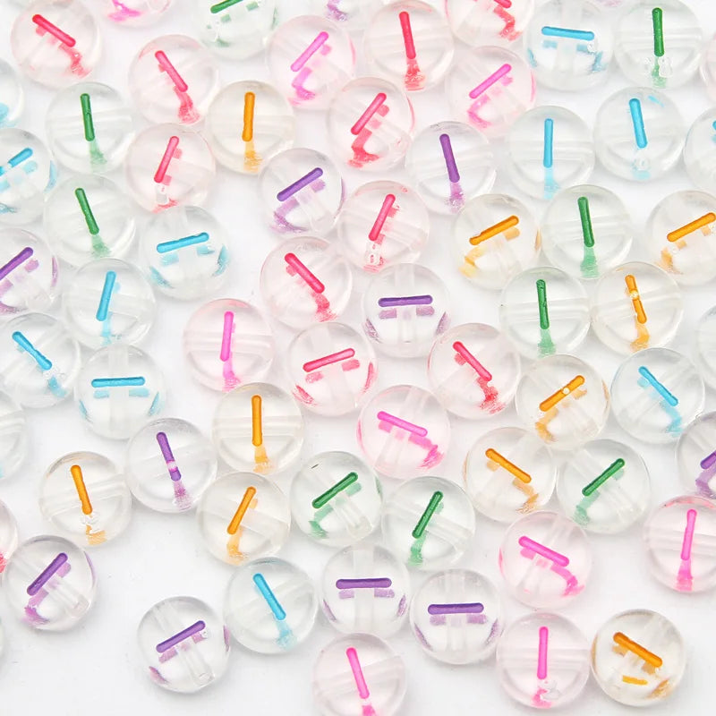 100Pcs Colorful Alphabet A-Z Acrylic Beads for Jewelry Making - Round Flat Spacer Beads