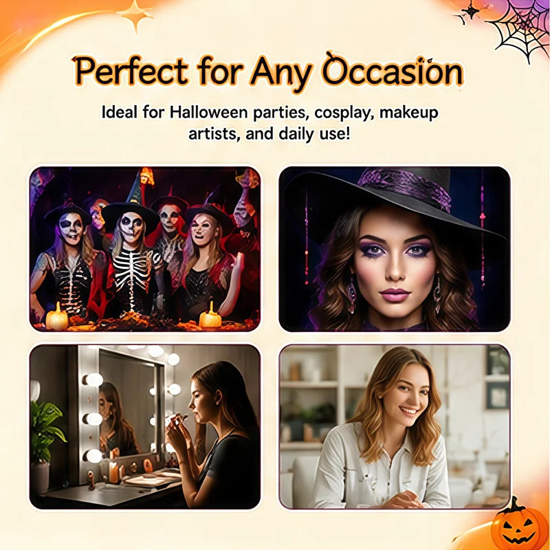 Halloween Eyelash Spoolie Brush Set with Organizer 51 Pieces - Safe & Bulk Makeup Tools