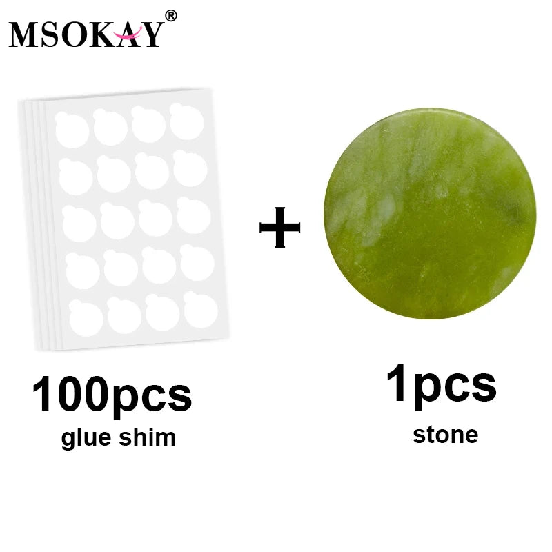 Eyelash Extension Glue Sticker Pads & Jade Stone Holder Set - Lash Extension Accessories