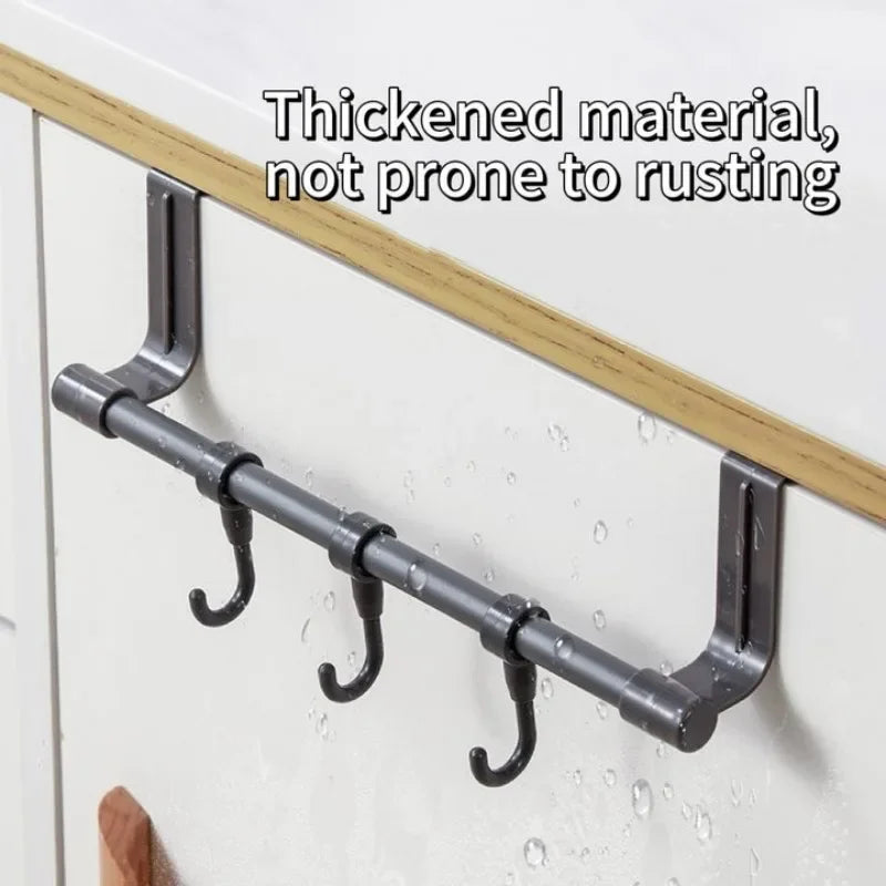 No Drill Over Cabinet Towel Rack - Kitchen Door Dishcloth & Sponge Holder